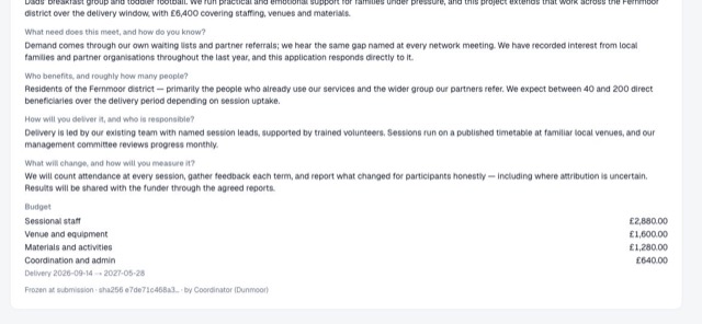 An application under review with the organisation passport and answers